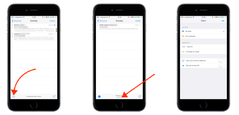 Filtrar los correos en Mail