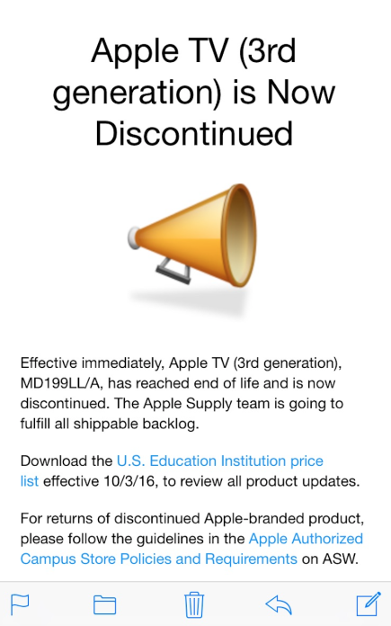 Apple descataloga el Apple TV de tercera generaci&oacute;n