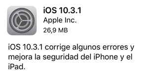 iOS 10.3.1 ya disponible