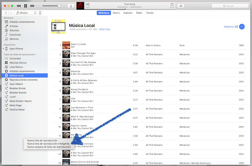 Crear lista de reproducci&oacute;n inteligente