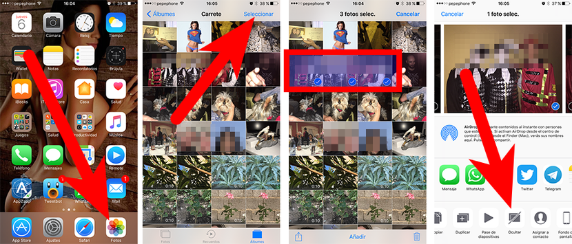 Ocultar las fotos del carrete de iOS