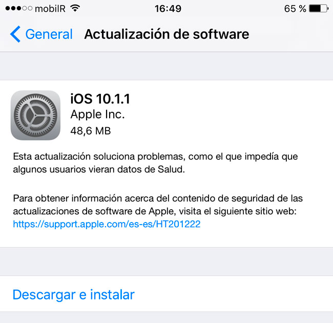 Apple libera iOS 10.1.1