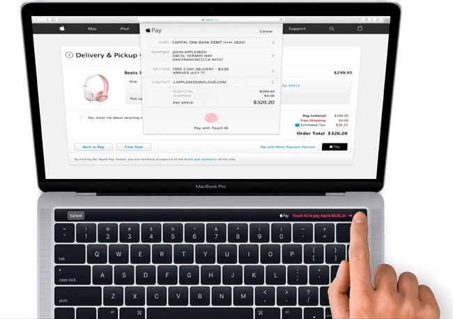 MacBook Pro aceptando pago a trav&eacute;s de Touch ID