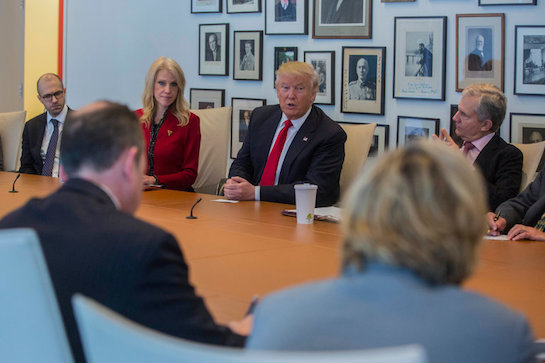 Donald Trump en las oficinas del diario The New York Times