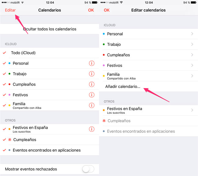 Crear nuevo calendario