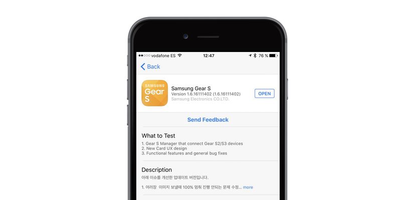 Gear S aplicaci&oacute;n
