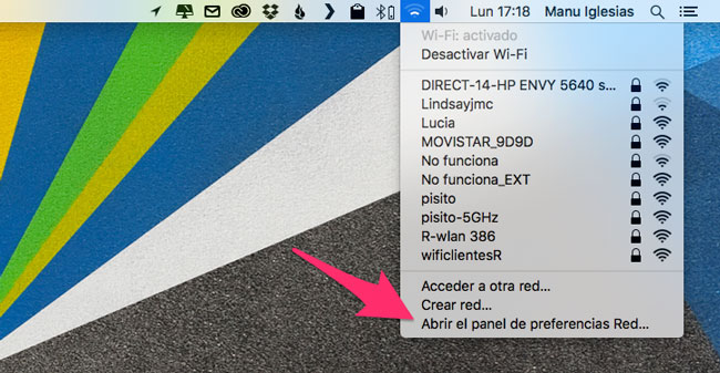 Abrir preferencias de red en Mac